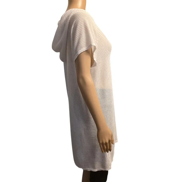 Jordan Taylor White Mesh Hooded Swim Cover-Up Size L - Picture 3 of 10